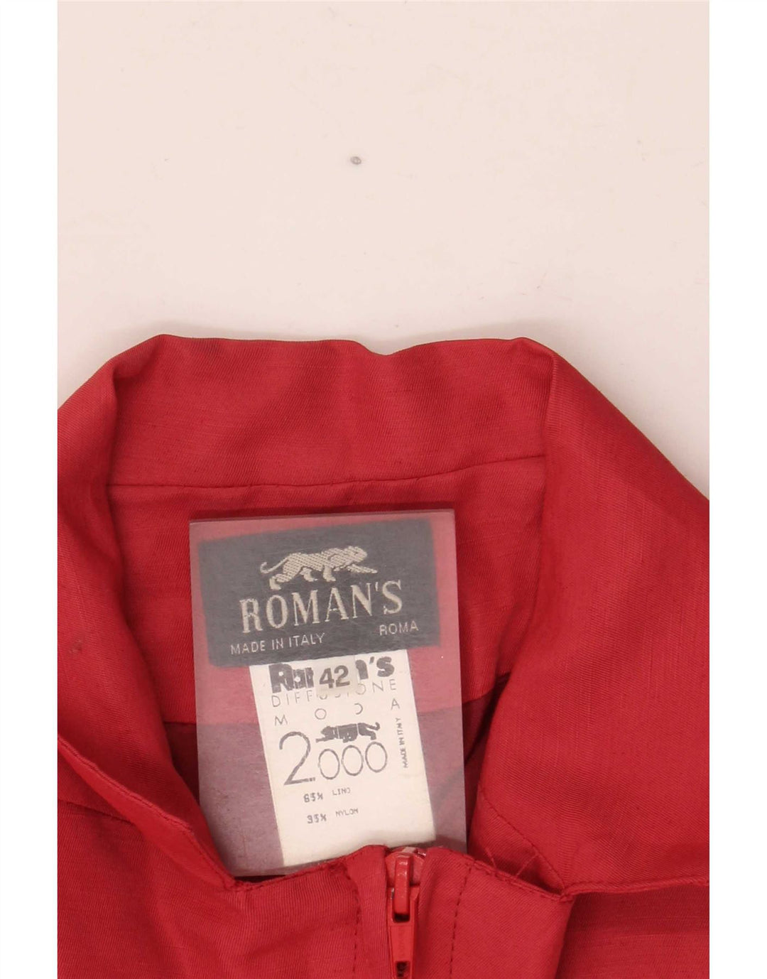 Roman's Womens Short Sleeve Full Zip Blazer Jacket IT 42 Medium Red Linen