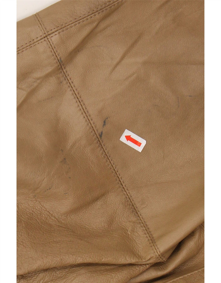 VINTAGE Womens Oversized Hooded Leather Coat IT 46 Large Brown Leather