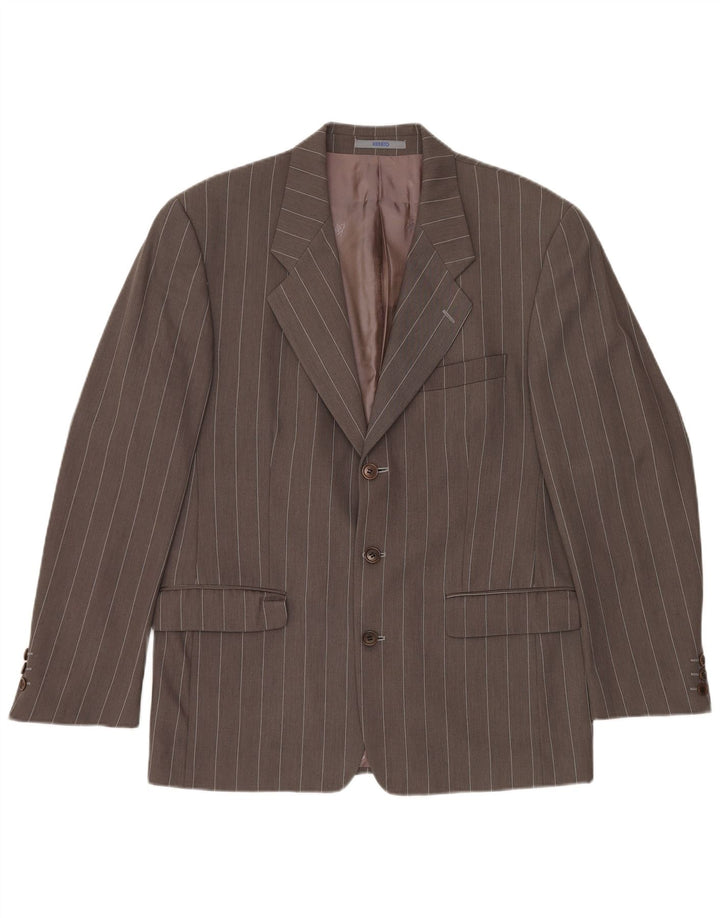 KENZO Mens 3 Button Blazer Jacket IT 50 Large Grey Pinstripe Wool