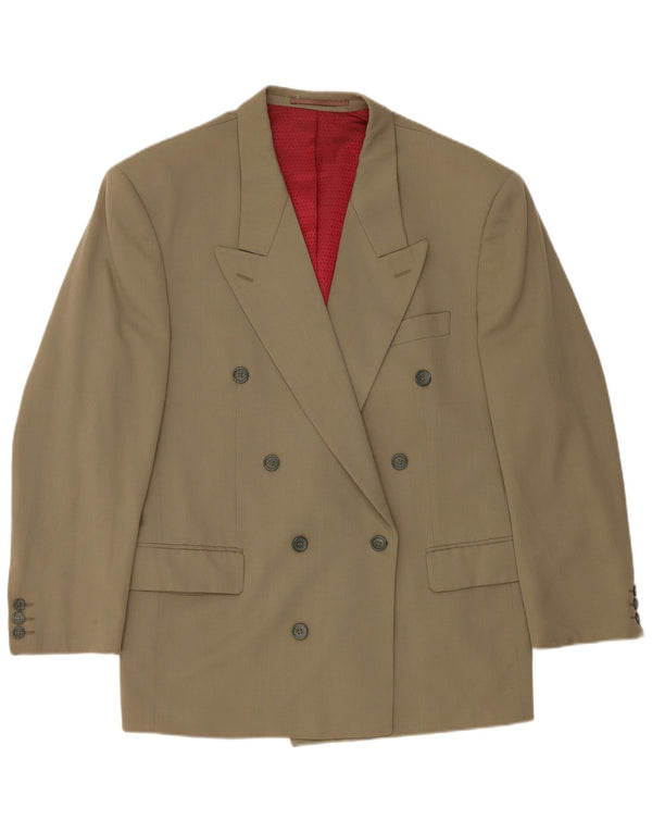 Vintage Womens Double Breasted Blazer Jacket UK 40 Large Khaki Wool
