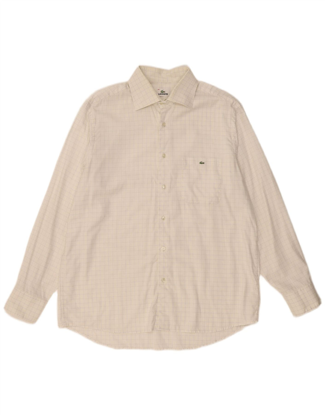 Lacoste Mens Shirt Size 44 XL White Check Cotton