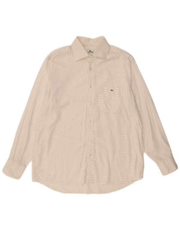 Lacoste Mens Shirt Size 44 XL White Check Cotton