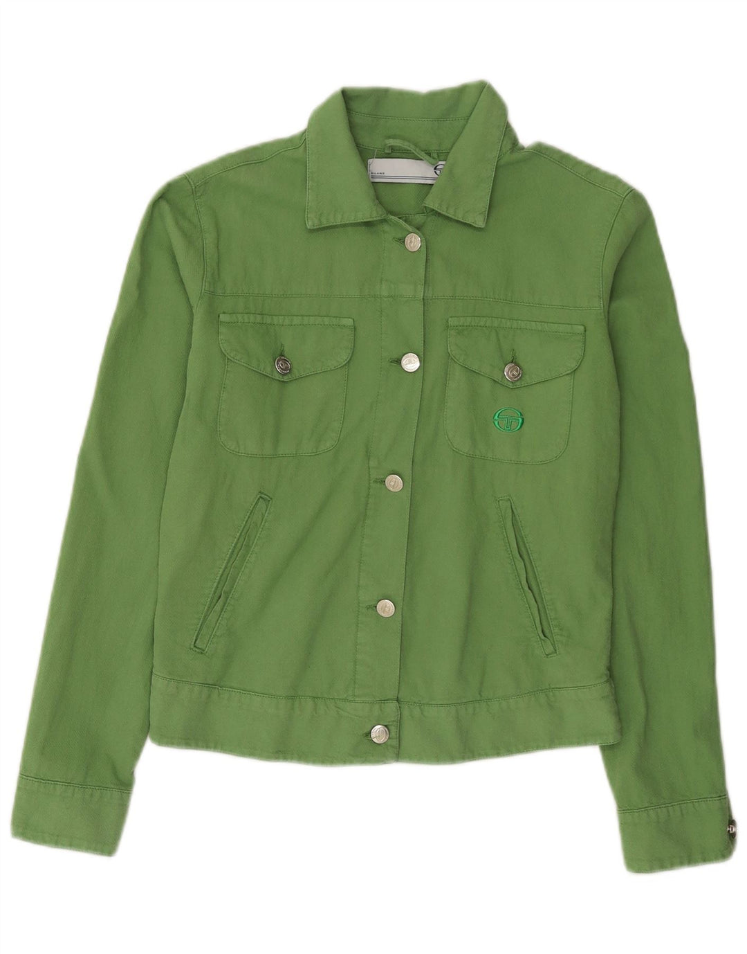 Sergio Tacchini Womens Milano Crop Utility Jacket UK 12 Medium Green Cotton