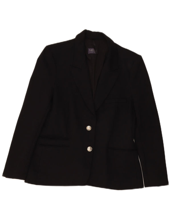 Marks & Spencer Womens 2 Button Blazer Jacket UK 12 Medium  Black Viscose