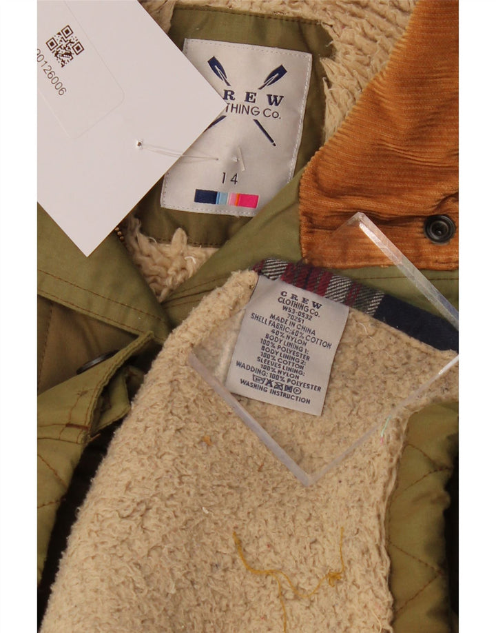 Crew Clothing Womens Sherpa Military Quilted Jacket UK 14 Medium Khaki