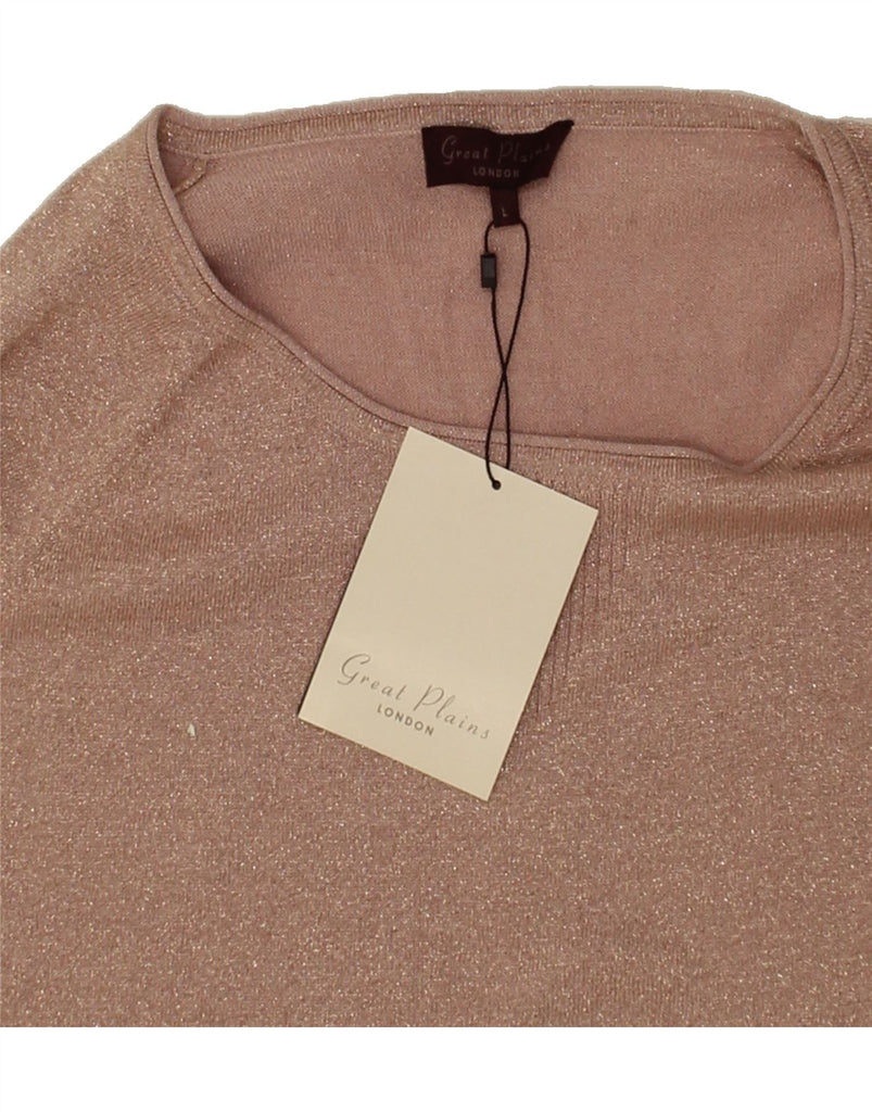 GREAT PLAINS Womens Boat Neck Jumper Sweater UK 16 Large Pink Cotton Vintage Great Plains and Second-Hand Great Plains from Messina Hembry 