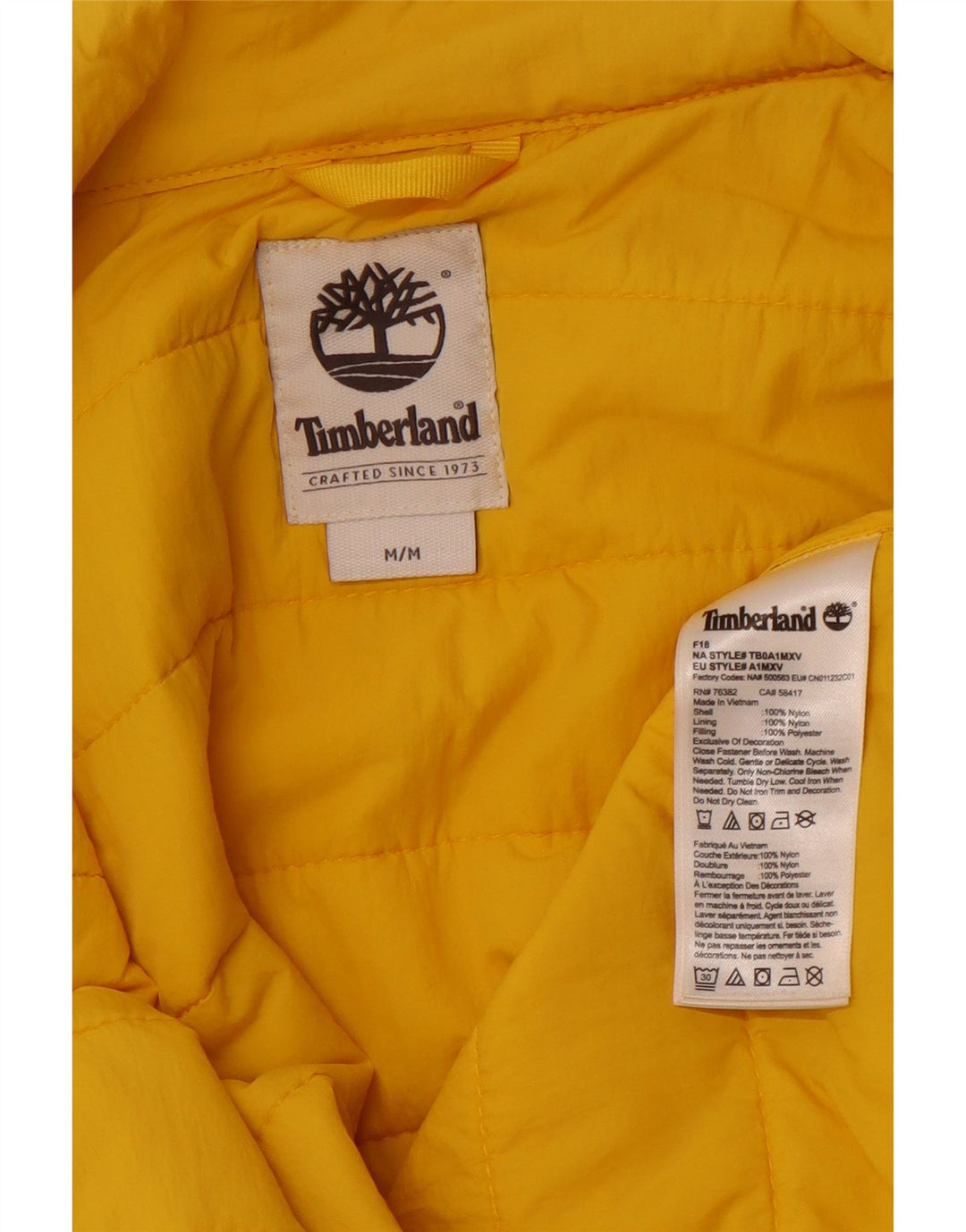 TIMBERLAND Mens Padded Jacket UK 38 Medium Yellow Nylon