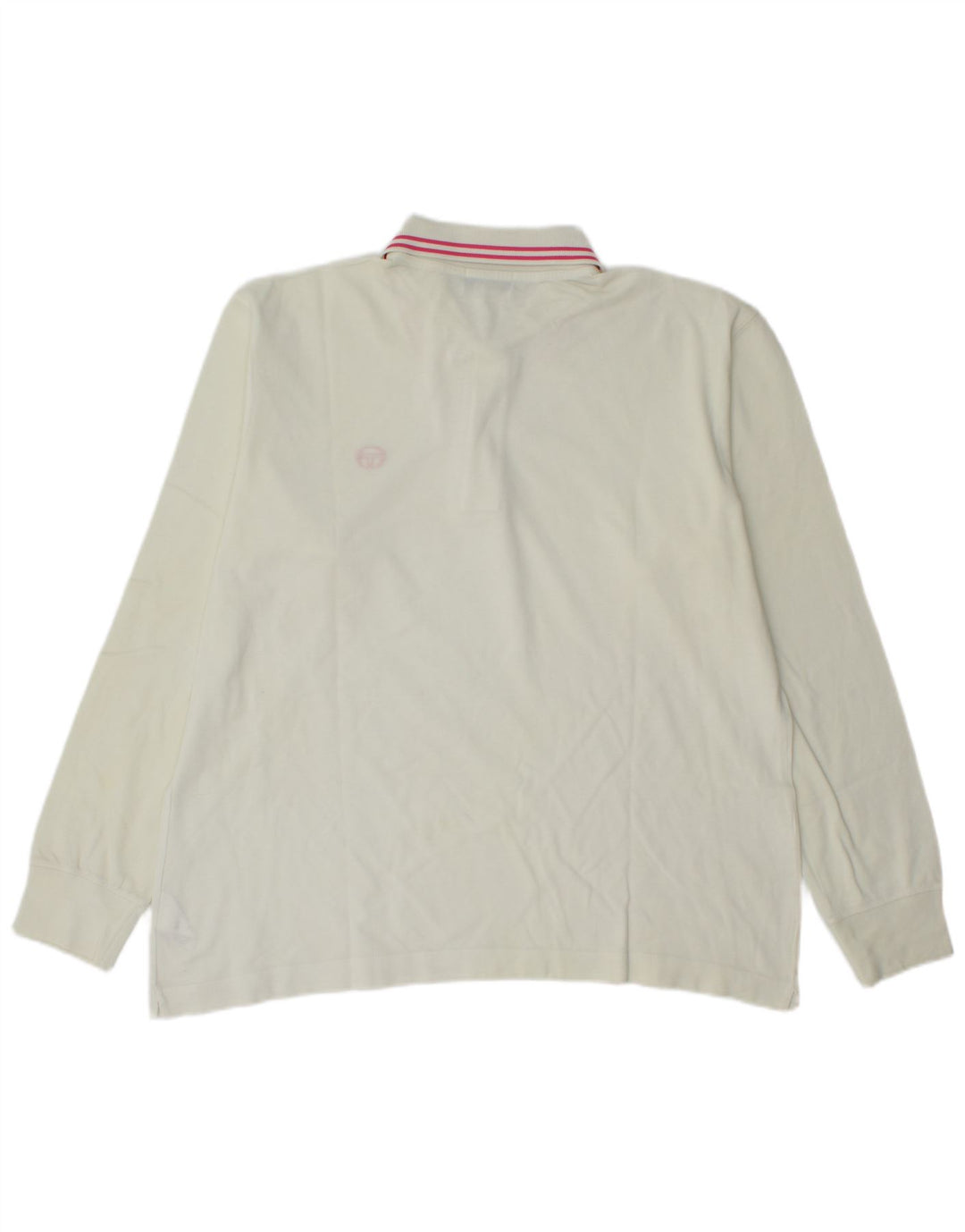 SERGIO TACCHINI Mens Long Sleeve Polo Shirt Large Off White Cotton