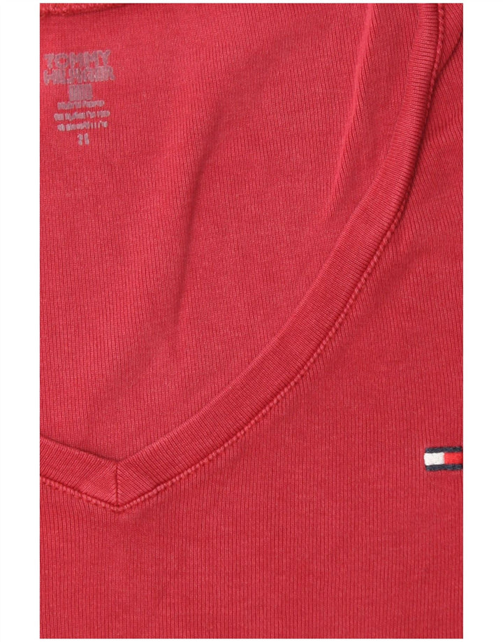 TOMMY HILFIGER Womens Top Long Sleeve UK 10 Small Red