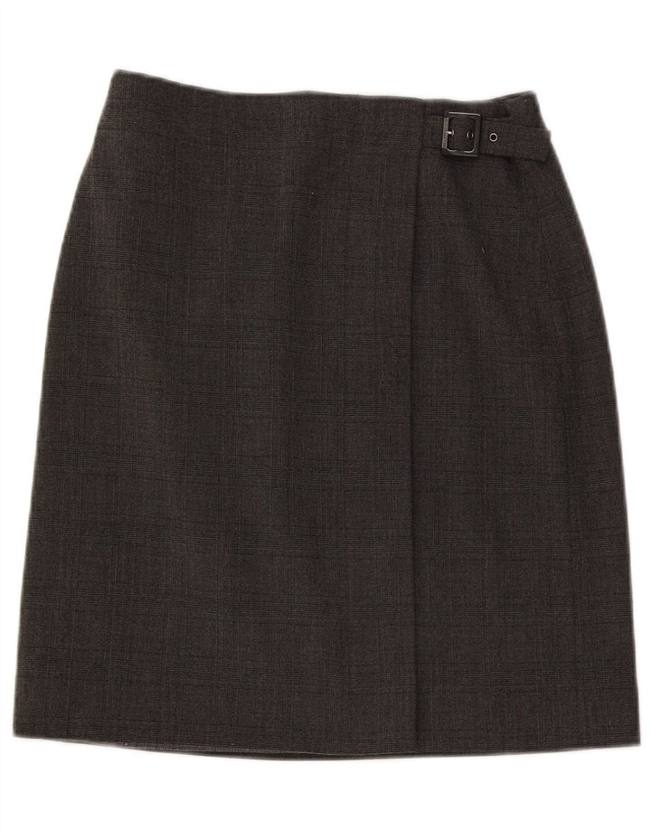 Armani Womens Wrap Skirt US 6 Medium W28 Grey Check Polyester