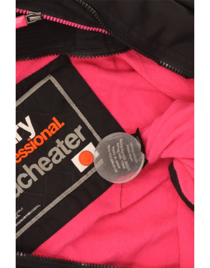 Superdry Womens Graphic Windbreaker Jacket UK 14 Medium Black