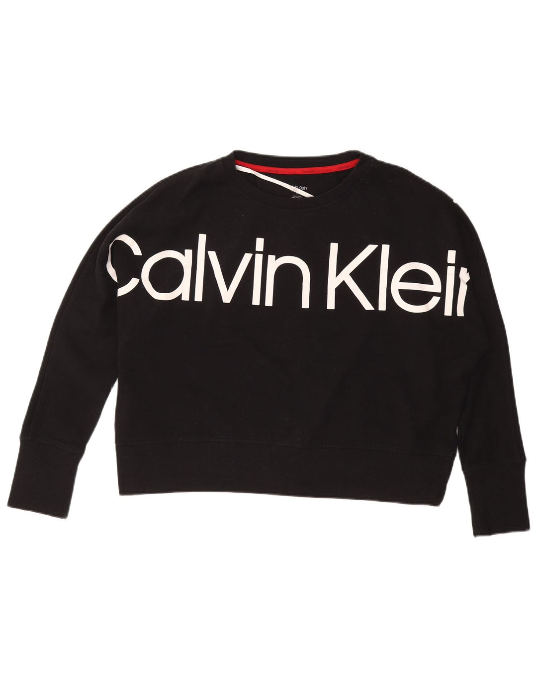 CALVIN KLEIN Womens Graphic Sweatshirt Jumper UK 14 Medium Black