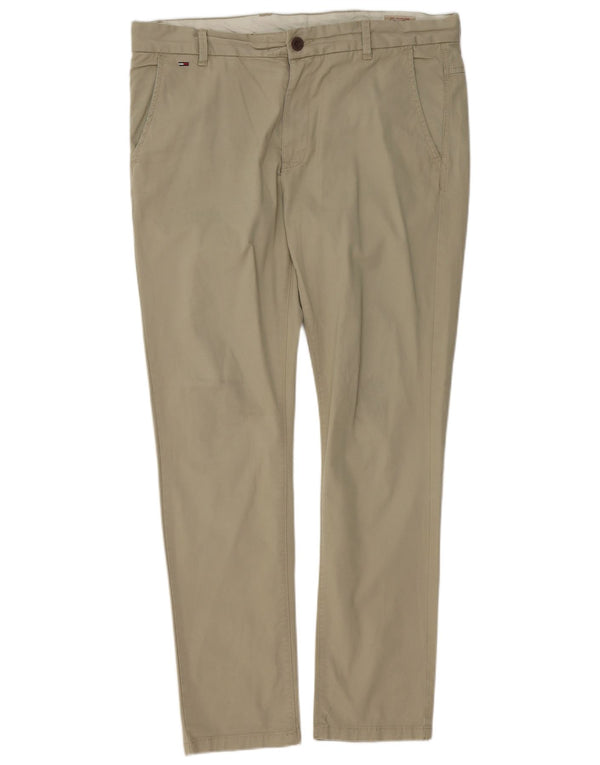 Tommy Hilfiger Mens Slim Chino Trousers W36 L32 Khaki Cotton