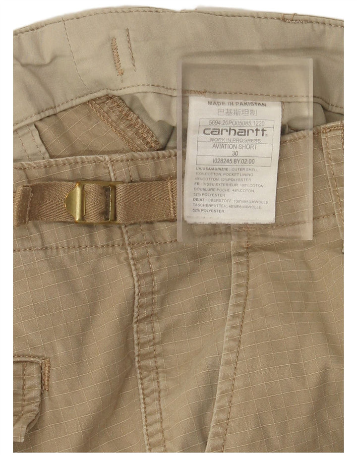Carhartt Mens Wip Cargo Shorts W30 Medium Beige Check Cotton