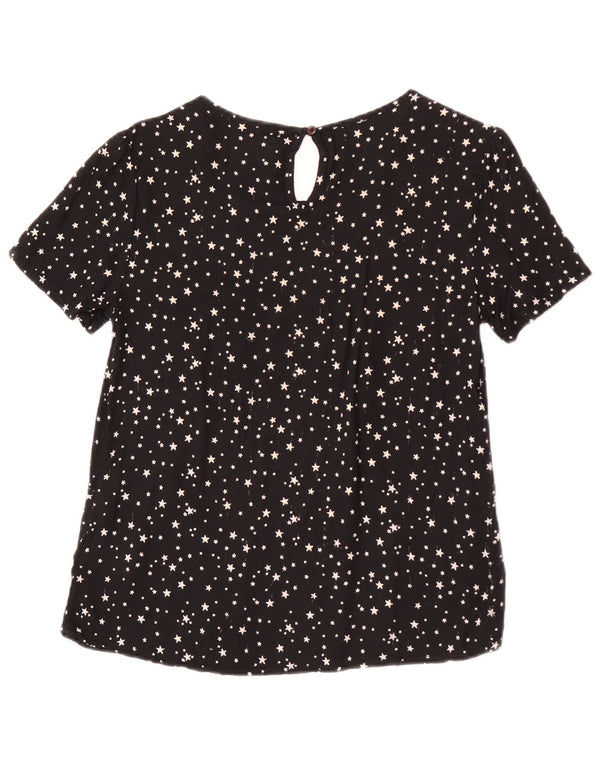 Superdry Womens Blouse Top UK 12 Medium Black Spotted Viscose
