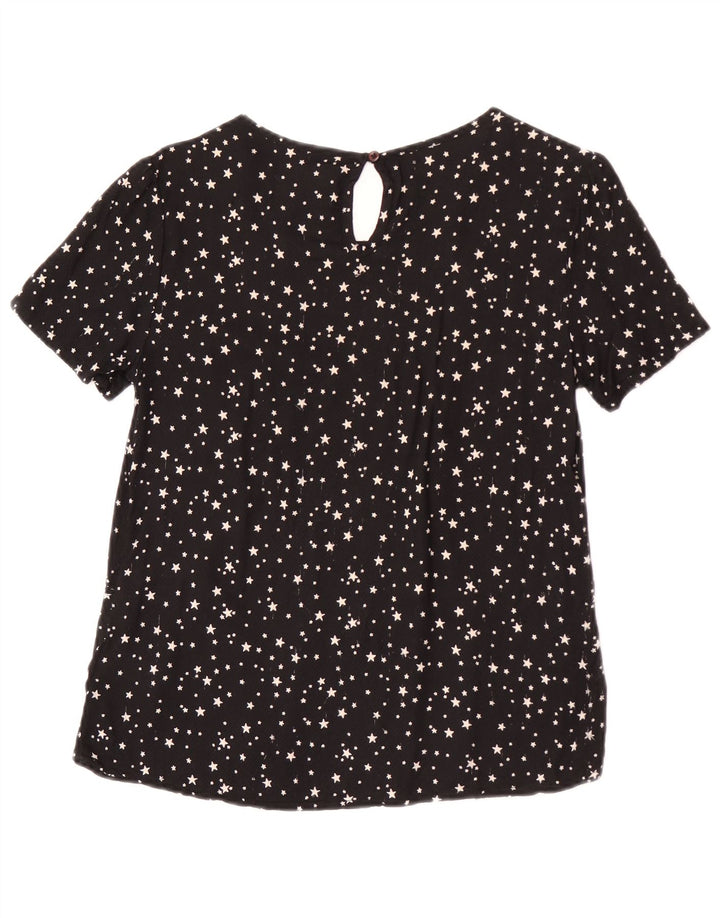 Superdry Womens Blouse Top UK 12 Medium Black Spotted Viscose