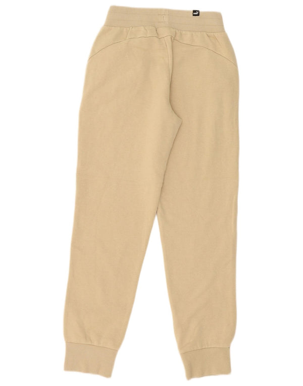 Puma Womens Tracksuit Trousers Joggers UK 2 2XS Beige Cotton