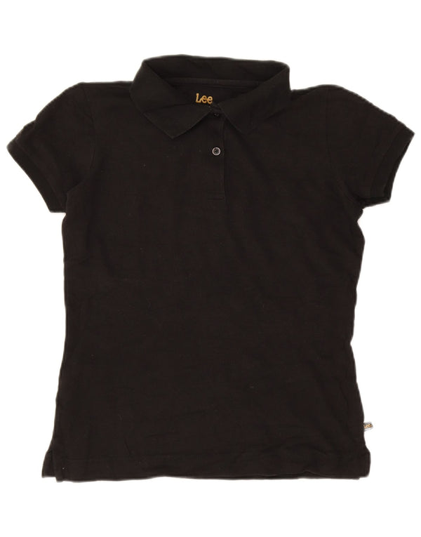 LEE Girls Polo Shirt 13-14 Years Large Black Cotton