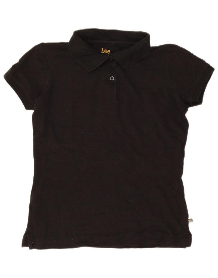 LEE Girls Polo Shirt 13-14 Years Large Black Cotton