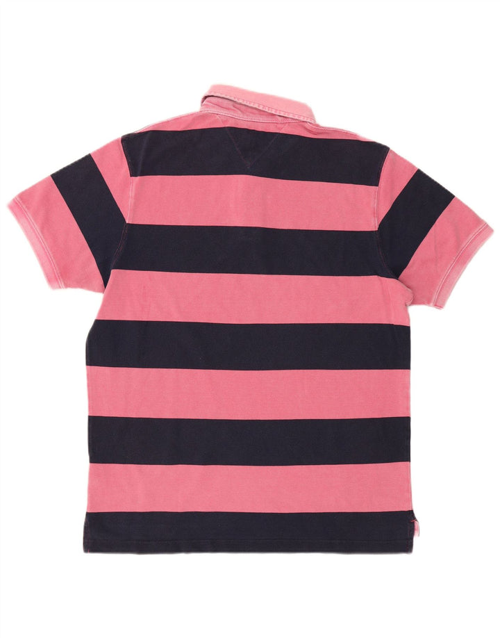 TOMMY HILFIGER Mens Slim Fit Rugby Polo Shirt XL Pink Striped