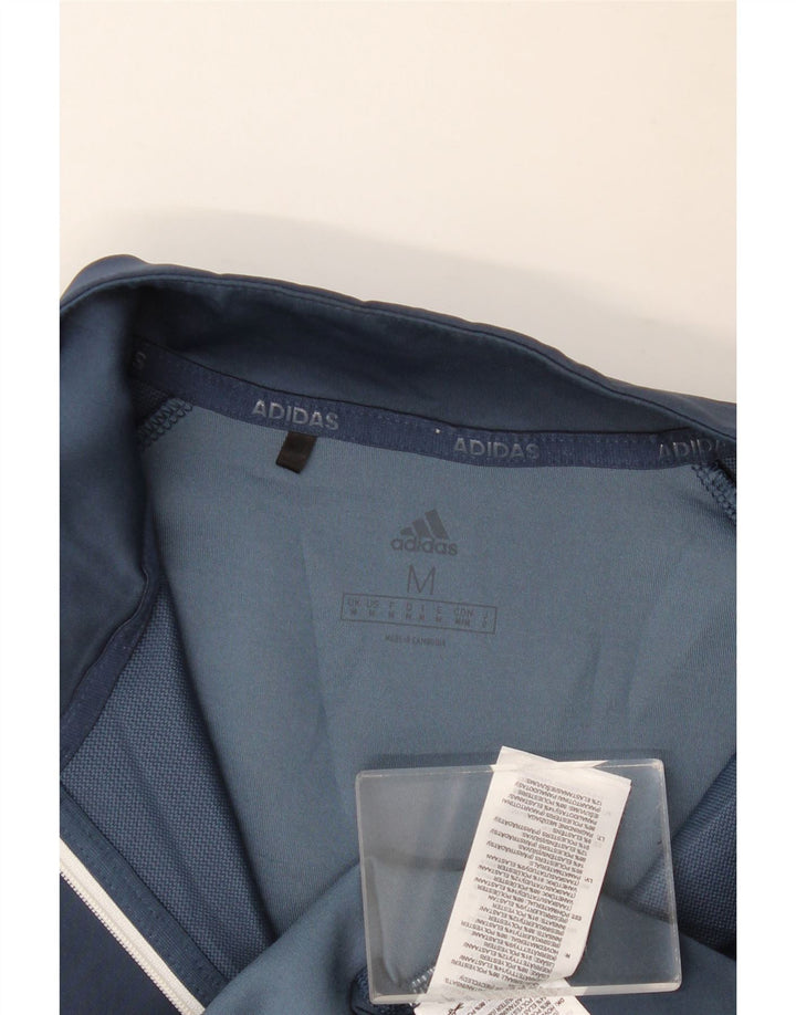 ADIDAS Mens Zip Neck Pullover Tracksuit Top Medium Navy Blue Flecked