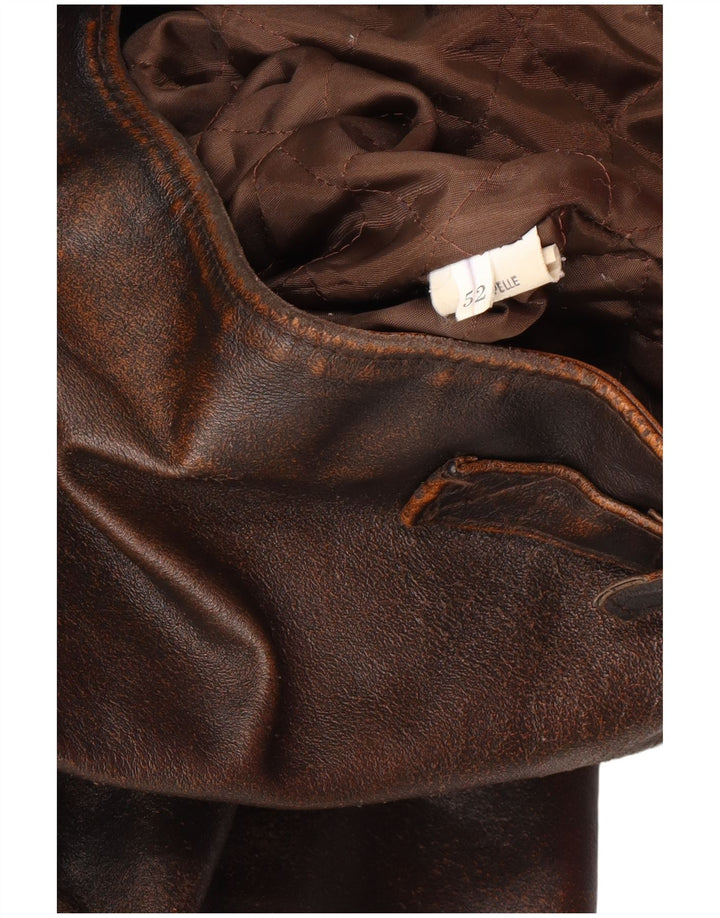 ALAN GORDON Mens Leather Jacket IT 52 XL Brown Leather