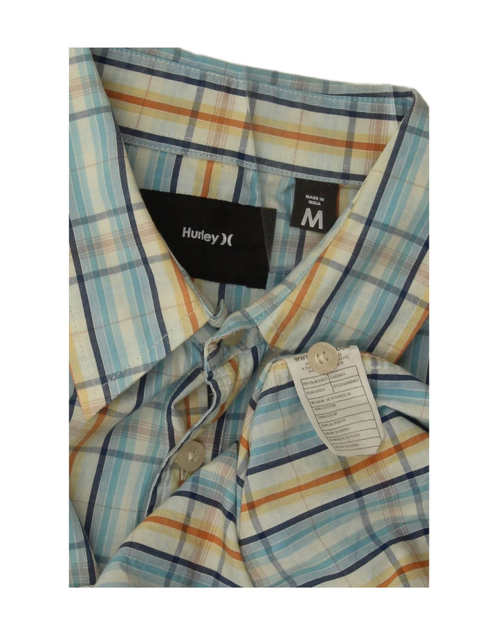 HURLEY Mens Short Sleeve Shirt Medium Blue Check Cotton Vintage Hurley and Second-Hand Hurley from Messina Hembry 