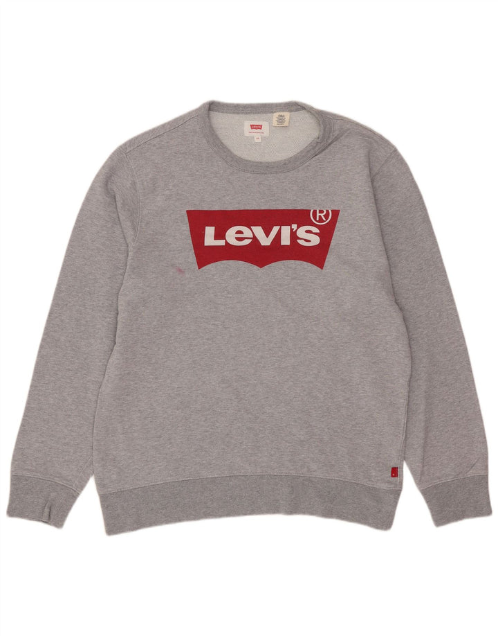 Levi's Mens Graphic Sweatshirt Jumper XS Grey Flecked Cotton