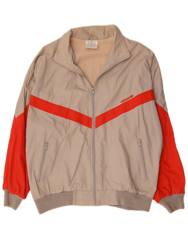 Adidas Mens Tracksuit Top Jacket IT 54 XL Beige Colourblock Polyester