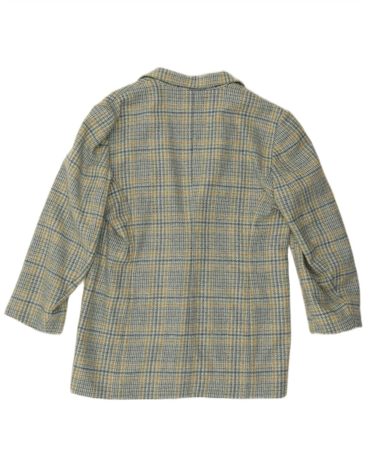 Vintage Womens 2 Button Blazer Jacket IT 46 Large Blue Check Wool