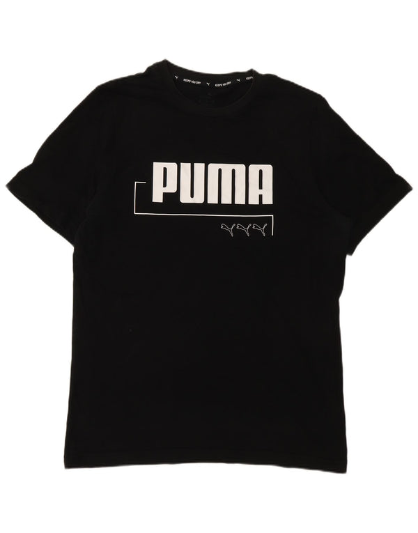 PUMA Mens Graphic T-Shirt Top Medium Black Cotton