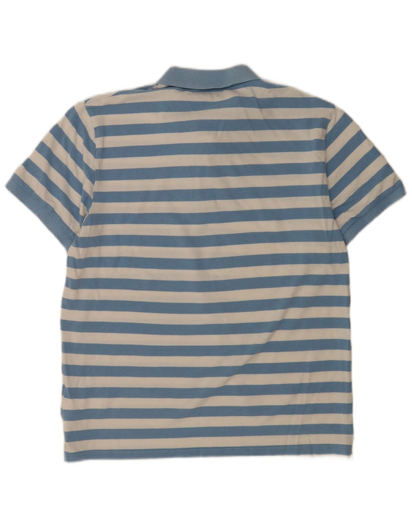 Gant Mens Polo Shirt Large Blue Striped Cotton