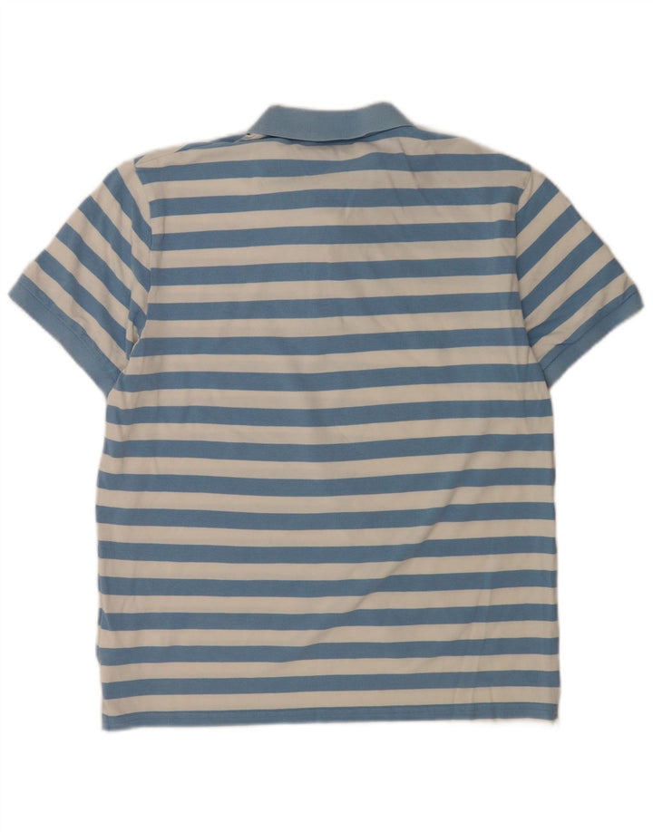 Gant Mens Polo Shirt Large Blue Striped Cotton