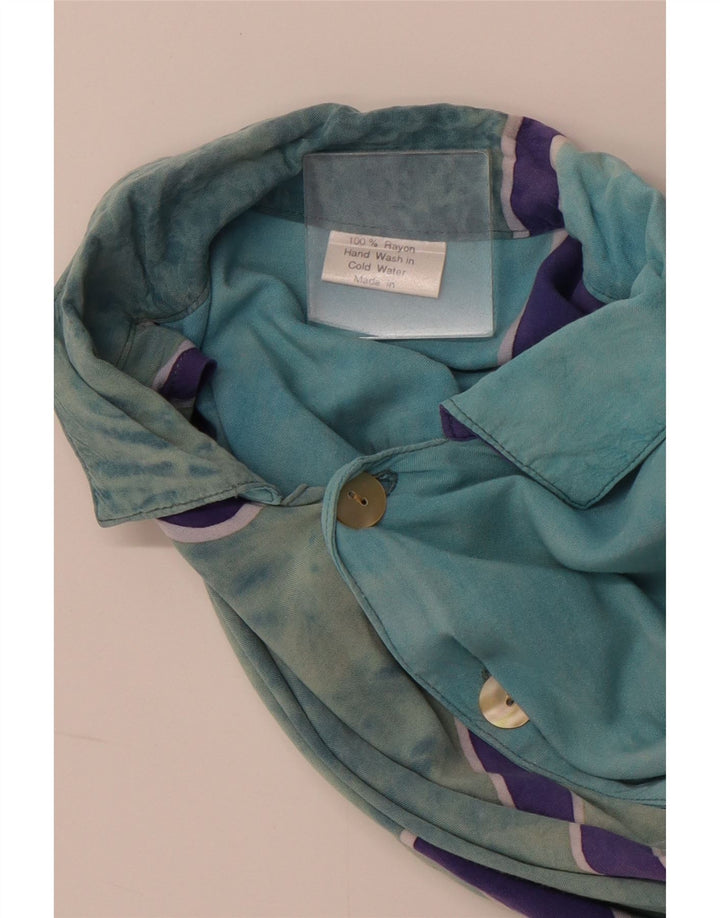 VINTAGE Mens Abstract Pattern Shirt XL Blue Rayon