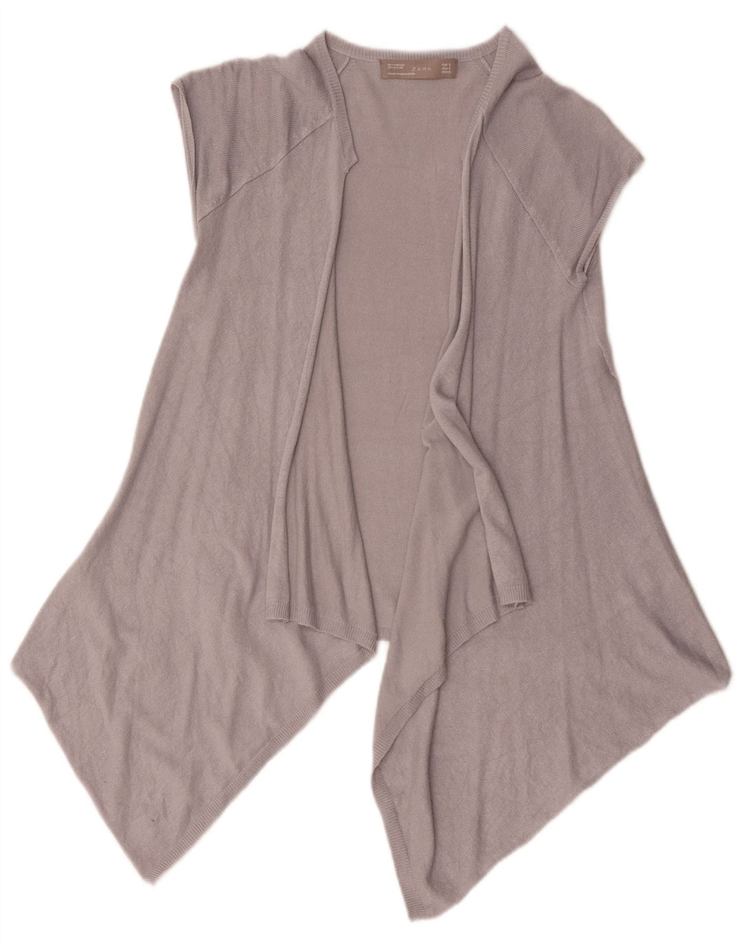 Zara Womens Asymmetric Open Cardigan Top UK 10 Small Grey