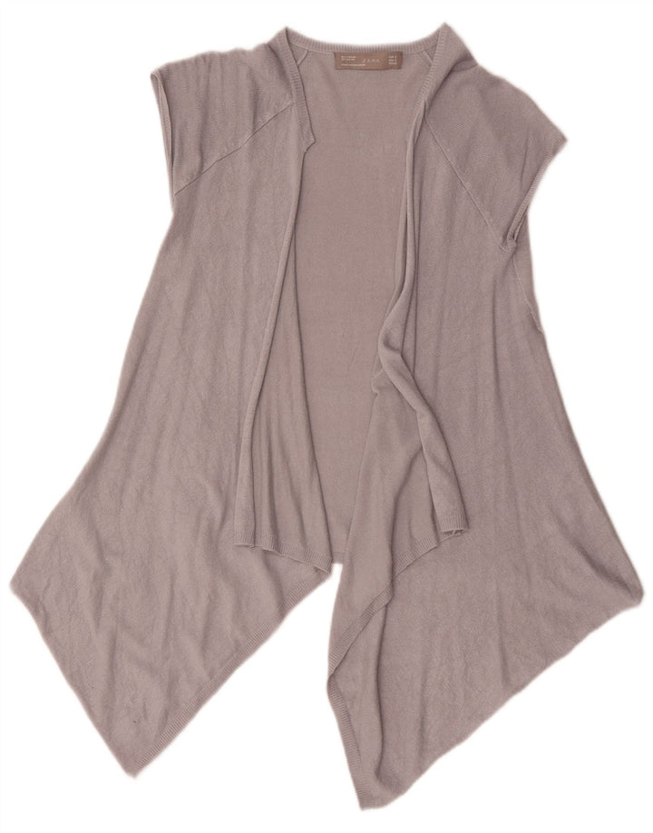 Zara Womens Asymmetric Open Cardigan Top UK 10 Small Grey