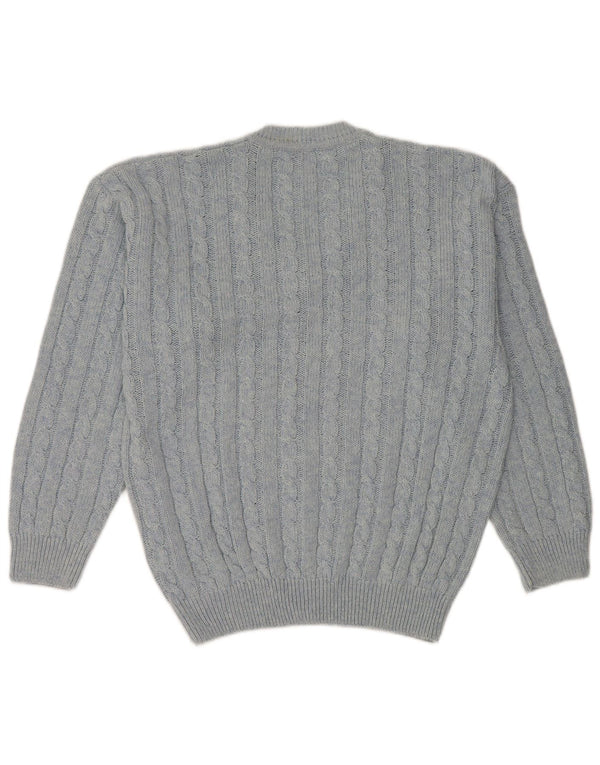 Nanuk  Mens V-Neck Jumper Sweater Medium Blue Cotton