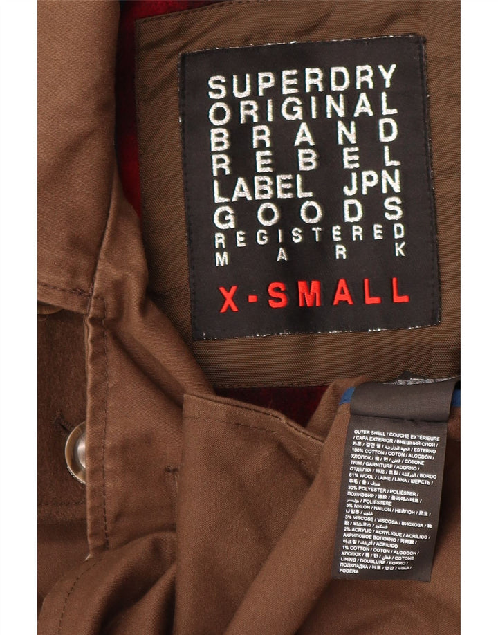 SUPERDRY Womens Trench Coat UK 6 XS Brown Cotton
