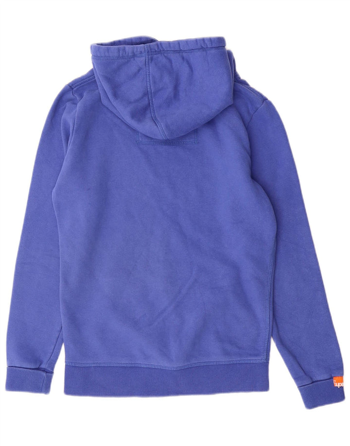 SUPERDRY Womens Graphic Hoodie Jumper UK 10 Small Blue Cotton