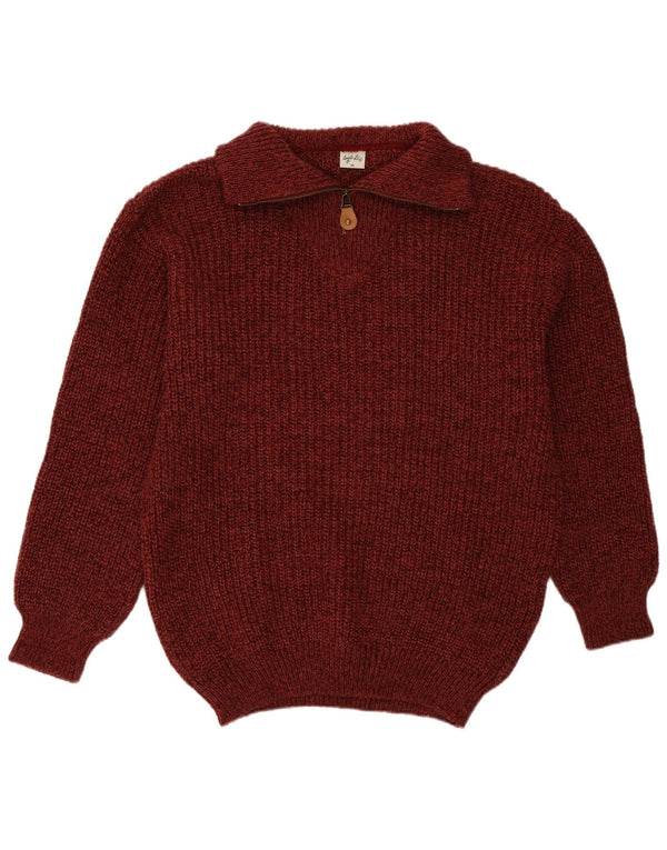 Angelo Litrico Mens Zip Neck Jumper Sweater Medium Burgundy Flecked Acrylic