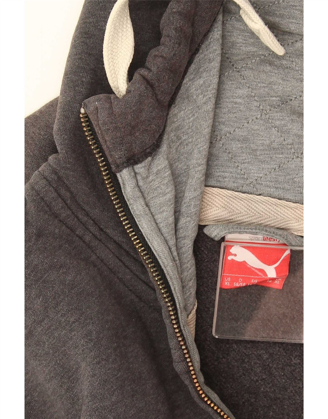 Puma Mens Zip Hoodie Sweater XL Grey Check
