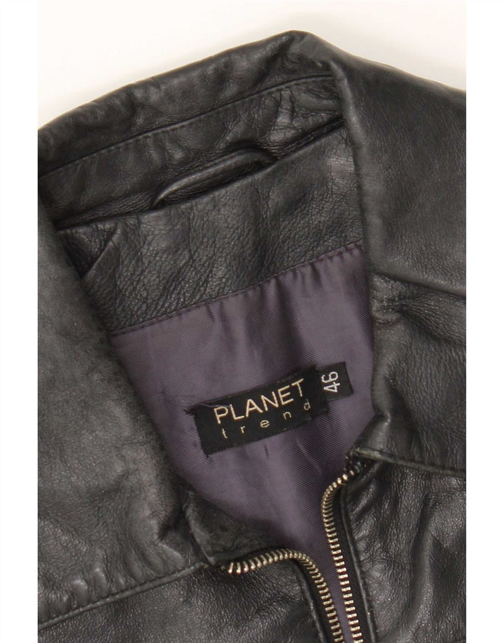 Planet Mens Leather Jacket IT 46 Small Black Leather