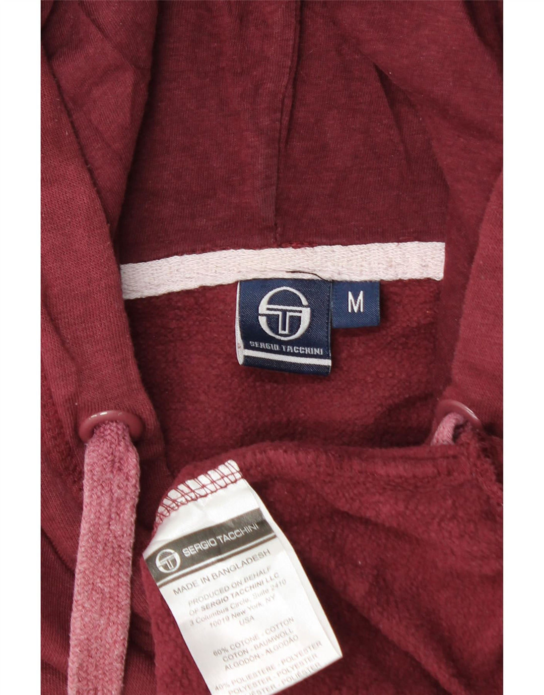 Sergio Tacchini Mens Graphic Hoodie Jumper Medium Maroon Cotton