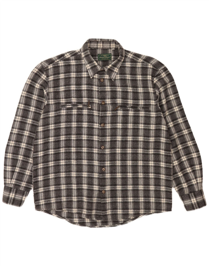 European Project Mens Flannel Shirt Large Grey Check Acrylic