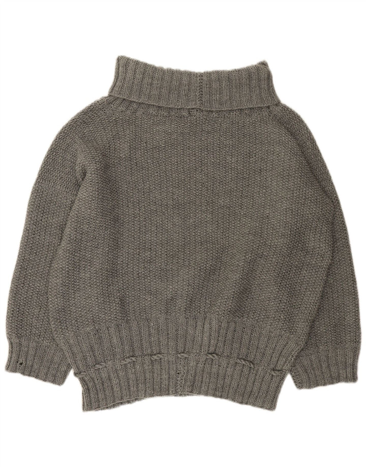 VINTAGE Womens Oversized Roll Neck Jumper Sweater UK 22 3XL Grey