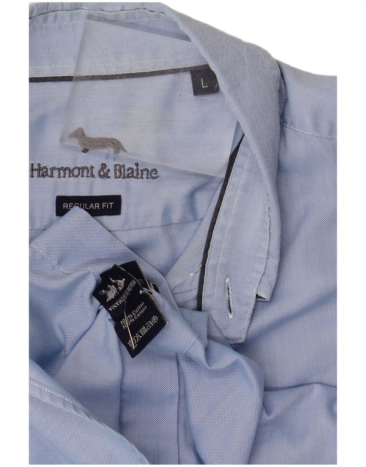 Harmont & Blaine Mens Regular Fit Shirt Large Blue Cotton