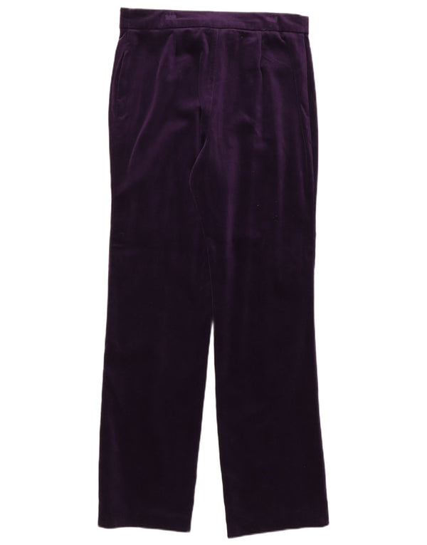 Marks & Spencer Womens Velvet Straight Trousers UK 14 Large W30 L32 Purple