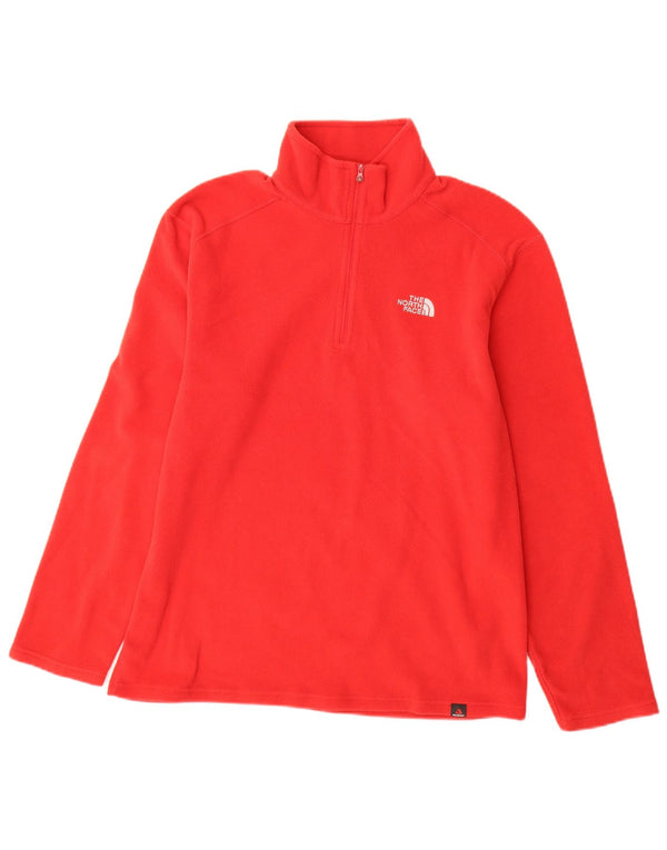 The North Face Mens Zip Neck Fleece Jumper Medium Red Polyester