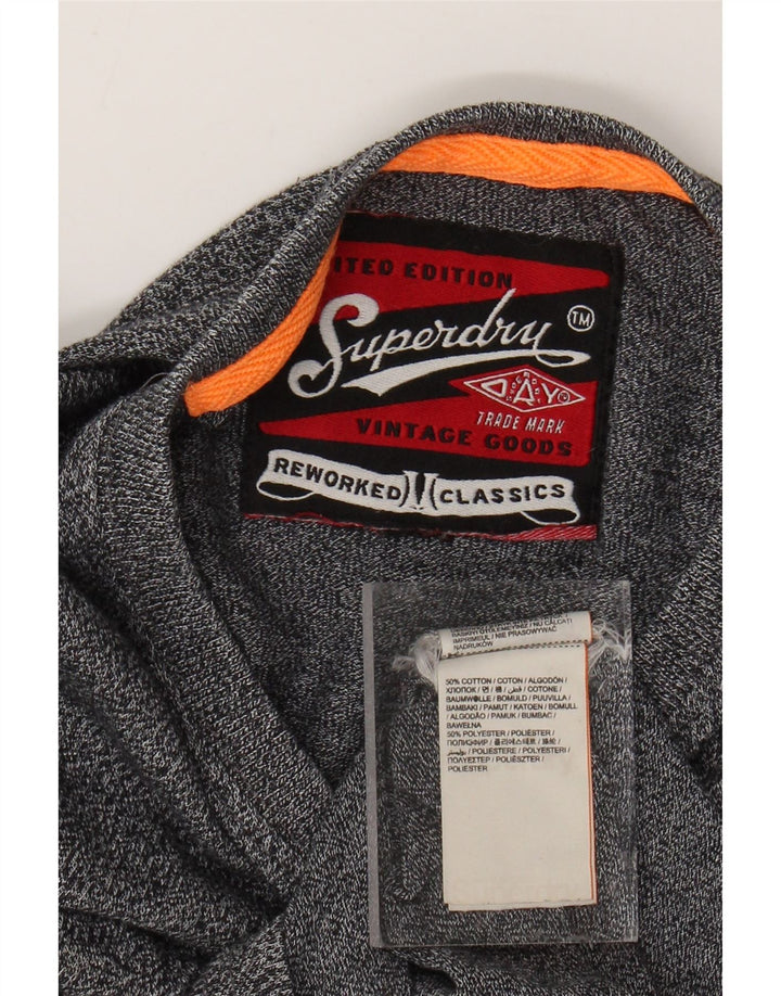 SUPERDRY Mens Graphic T-Shirt Top Medium Grey Flecked Cotton