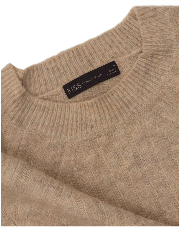 MARKS & SPENCER Womens Crew Neck Jumper Sweater UK 14 Medium Beige